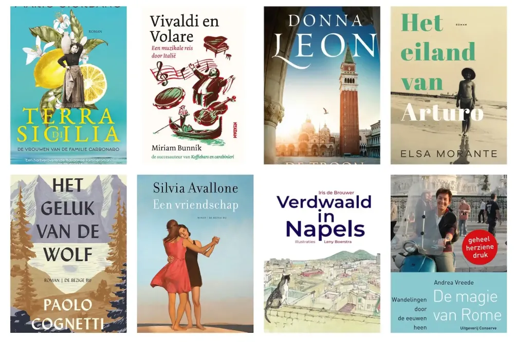 Italiaanse boeken collage