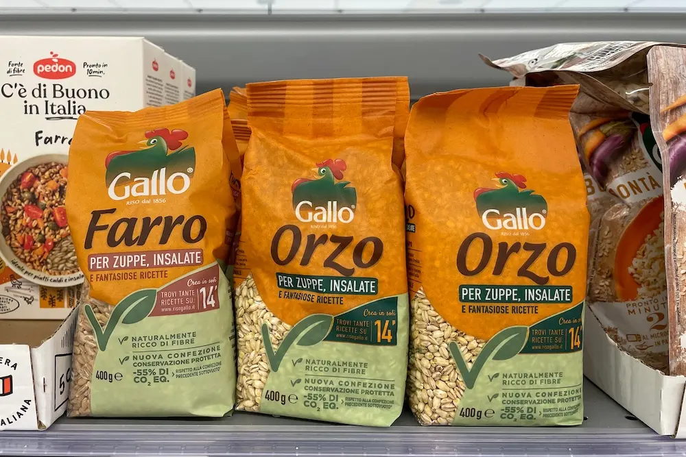 Orzo in de Italiaanse supermarkt