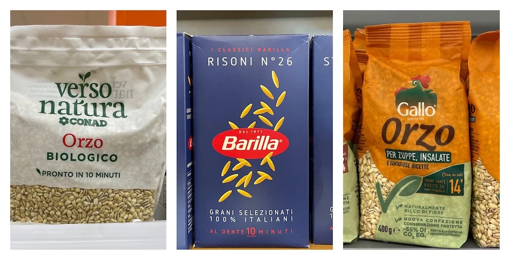 orzo vs. risoni in de Italiaanse supermarkt