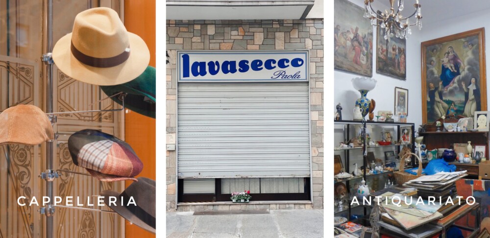 Cappelleria, lavasecco, antiquariato – diensten en winkels in Italië